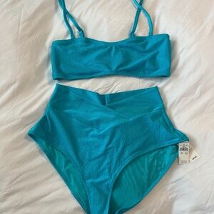 Aerie Blue Ribbed Bikini Set